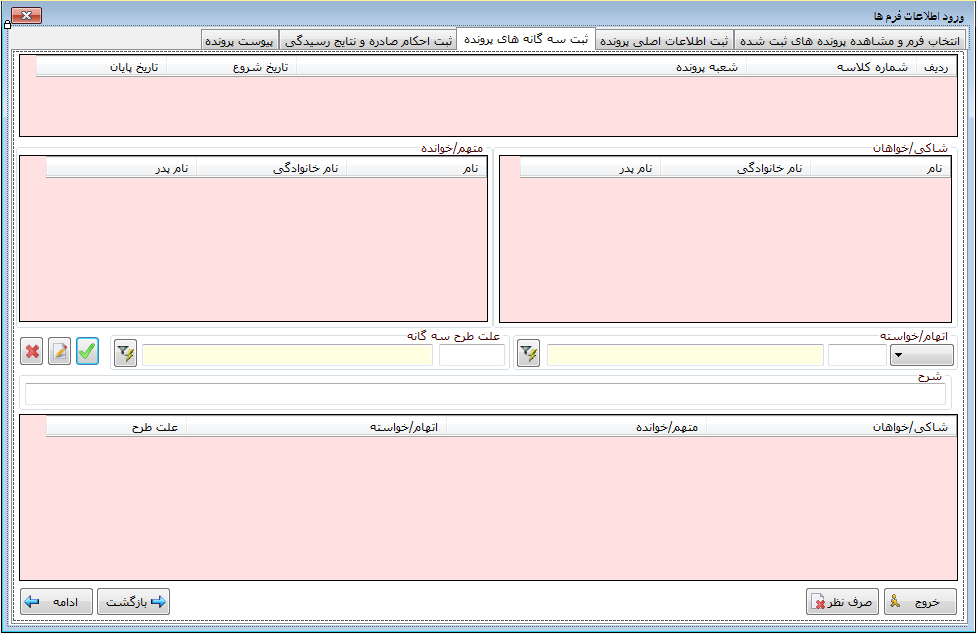 ثبت سه گانه های پرونده